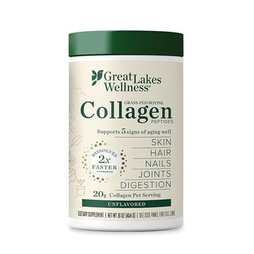 Great Lakes Wellness Collagen Peptides Powder for Skin, Hair, Nails, Joints & Digestion 16 OZ