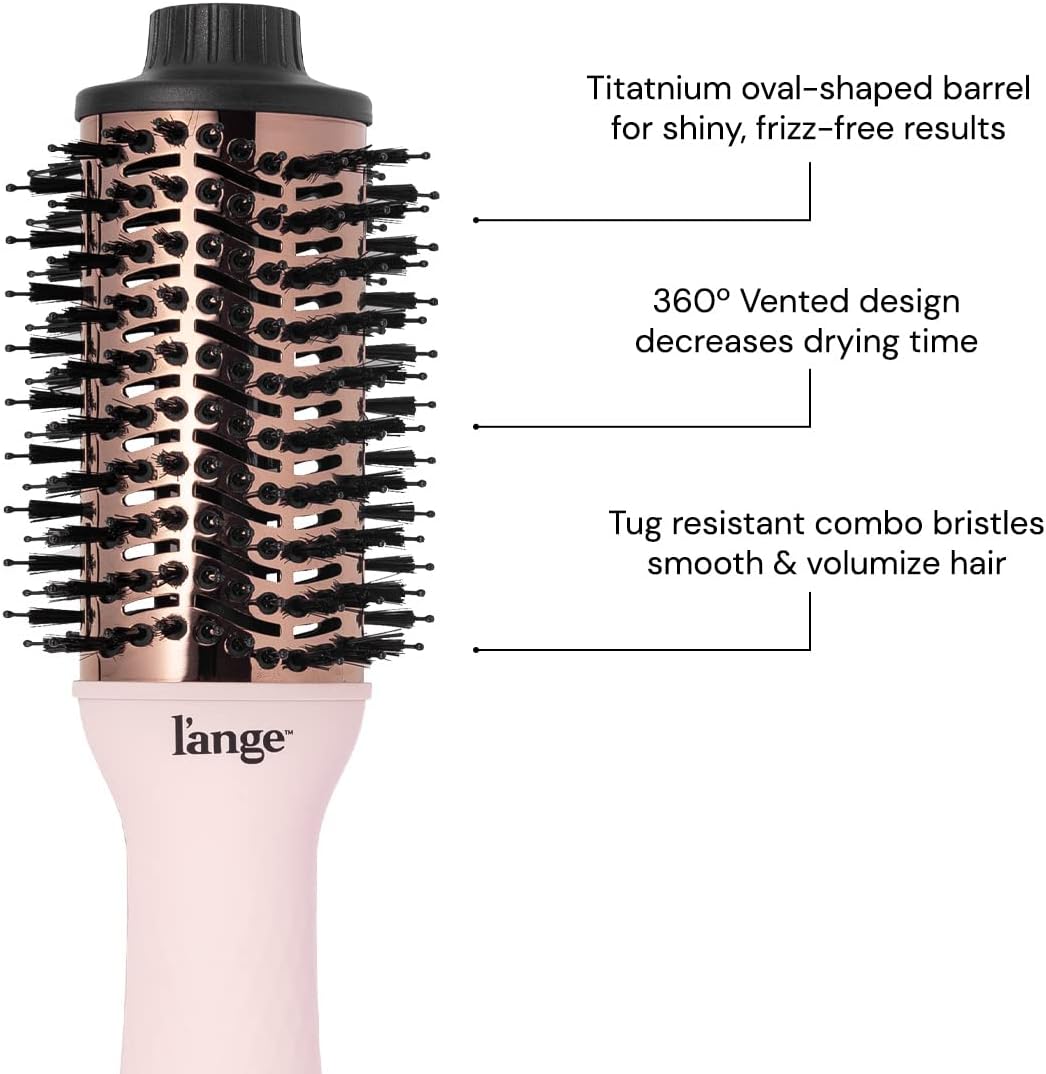 L'ANGE HAIR Le Volume 2-in-1 Titanium Blow Dryer Brush | Hot Air Brush |BLUSH -60mm