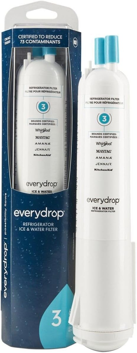 Everydrop by Whirlpool Ice and Water Refrigerator Filter 3, EDR3RXD1, Single-Pack, Aqua