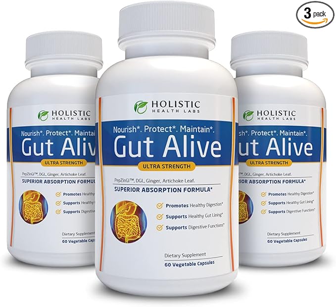 Gut Alive Ultra Strength Capsules by Holistic Health Labs  (pack of 3)