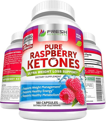 FRESH HEALTHCARE Pure 100% Raspberry Ketones Max 1000mg Per Serving -180 Capsules