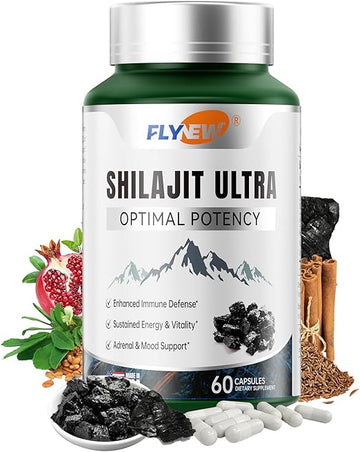 Flynew Shilajit Ultra - Himalayan Shilajits for Extra Power-  Shilajit with Naturally Fulvic Acid & L-Arginine,- 60 Capsules -1 pack