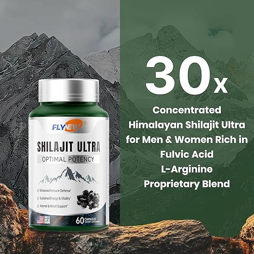Flynew Shilajit Ultra - Himalayan Shilajits for Extra Power-  Shilajit with Naturally Fulvic Acid & L-Arginine,- 60 Capsules -1 pack
