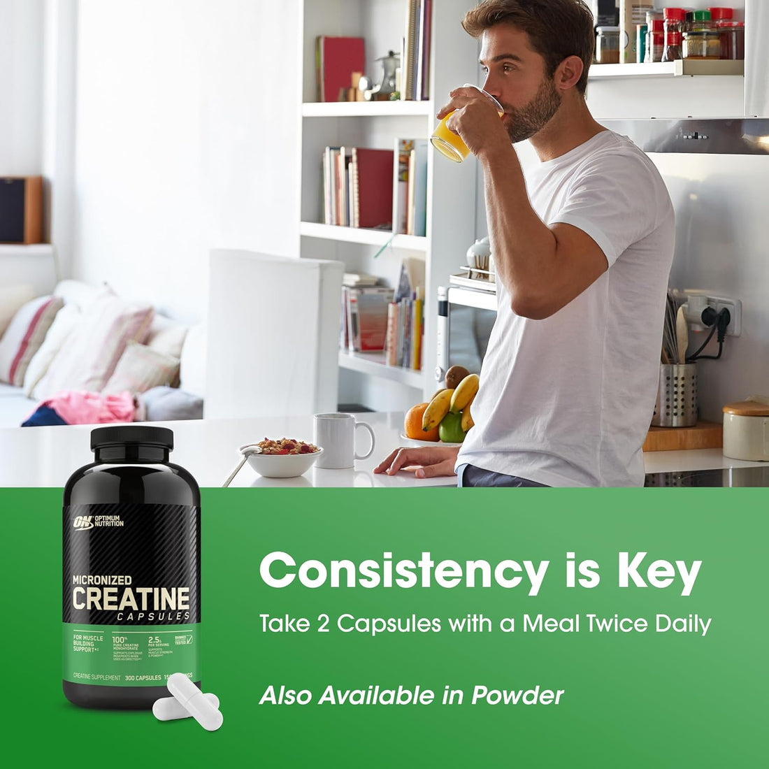 Optimum Nutrition Micronized Creatine Monohydrate, 300 Capsules