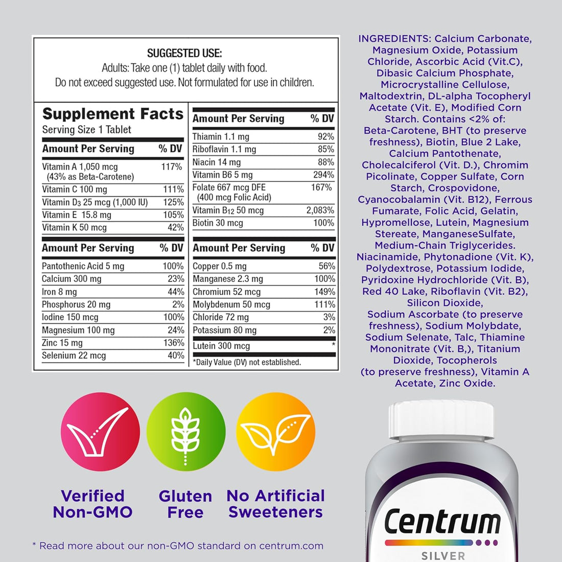 Centrum Silver Women's Multivitamin 50 Plus, 200 Tablets