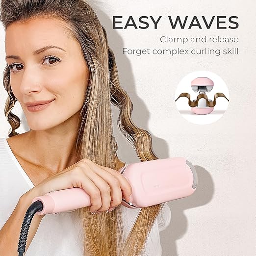 Curling Iron Hair Crimper Waver - TYMO ROVY ,Beach Waves in pink