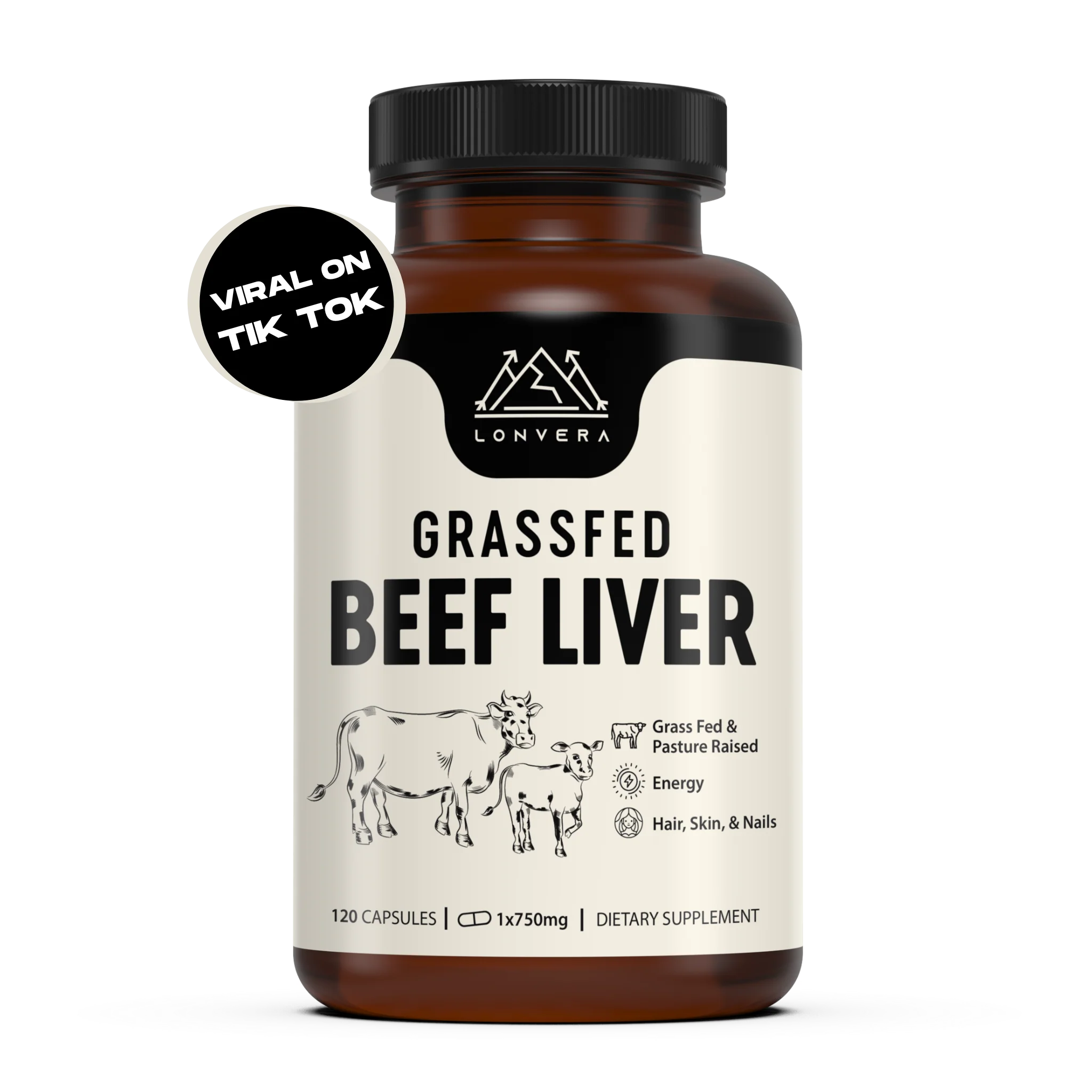 Lonvera Grass Fed Beef Liver Capsules supplement