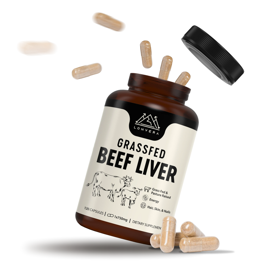 Lonvera Grass Fed Beef Liver Capsules supplement