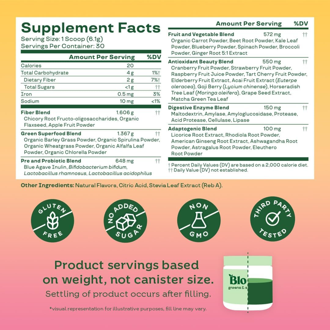 Bloom Nutrition Superfood Greens Powder 30 servings